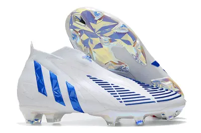 Adidas Predator Edge+ Laceless FG - White/Electric Blue/Crystal Clear