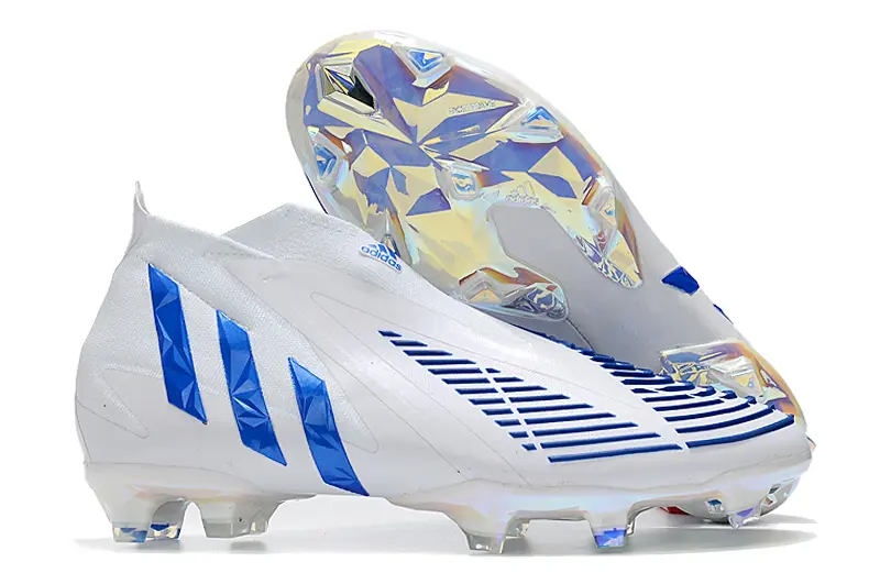 Adidas Predator Edge+ Laceless FG - White/Electric Blue/Crystal Clear