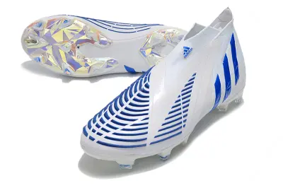 Adidas Predator Edge+ Laceless FG - White/Electric Blue/Crystal Clear