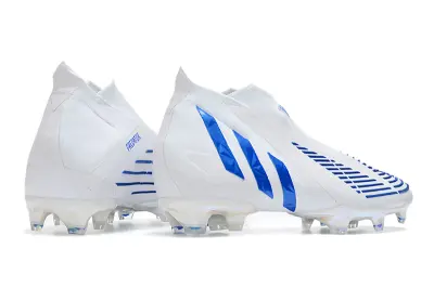 Adidas Predator Edge+ Laceless FG - White/Electric Blue/Crystal Clear