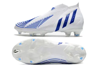 Adidas Predator Edge+ Laceless FG - White/Electric Blue/Crisp Blue