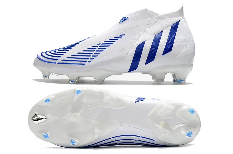 Adidas Predator Edge+ Laceless FG - White/Electric Blue/Crisp Blue