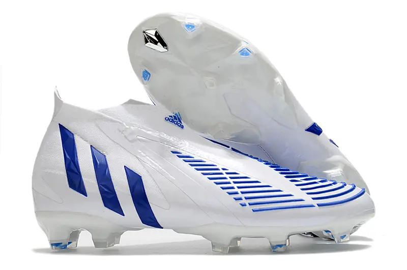 Adidas Predator Edge+ Laceless FG - White/Electric Blue/Crisp Blue