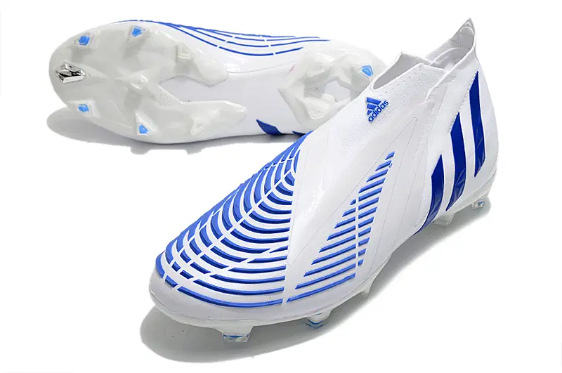 Adidas Predator Edge+ Laceless FG - White/Electric Blue/Crisp Blue