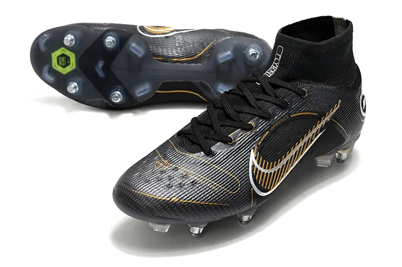 Nike Mercurial Superfly 8 Elite SG - Black/Golden Stripes/Shadow Black