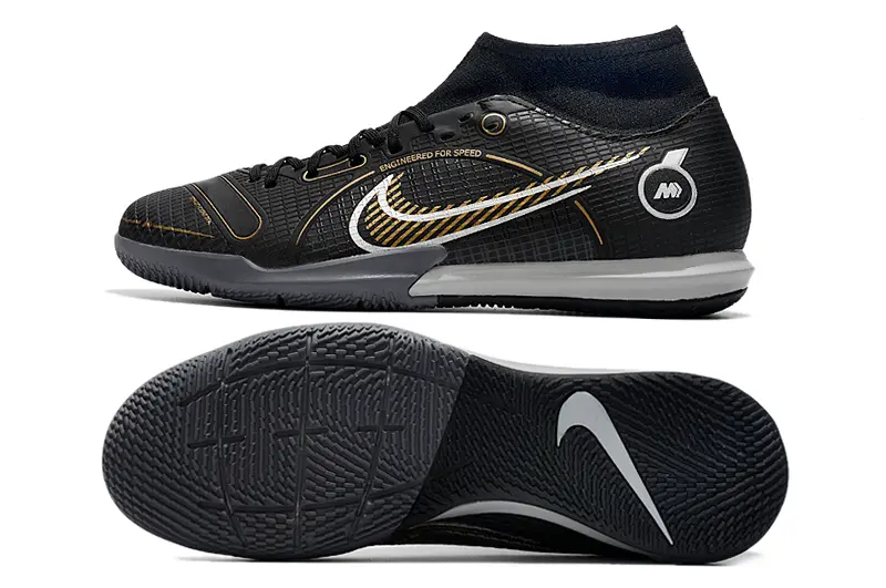 Nike Mercurial Superfly 8 Academy IC - Black/Sleek Black/Gold Accents