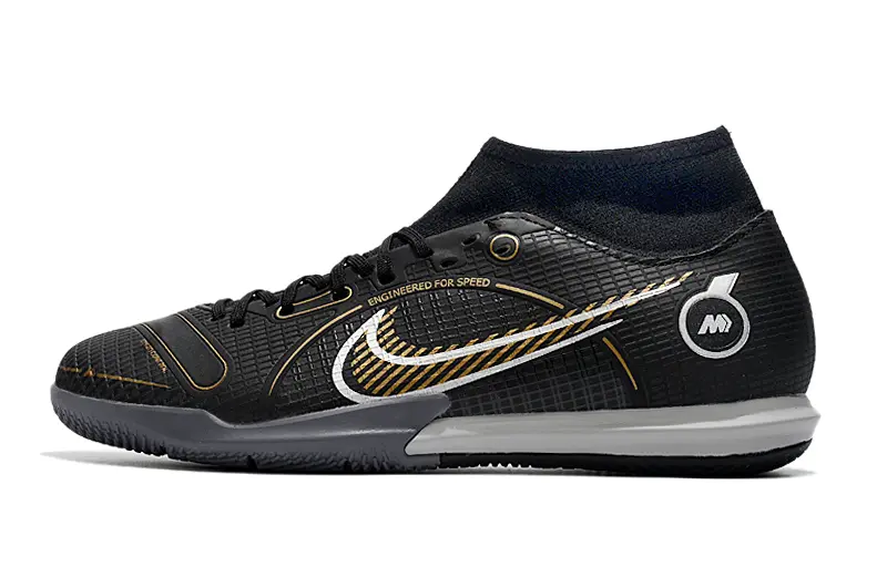 Nike Mercurial Superfly 8 Academy IC - Black/Sleek Black/Gold Accents