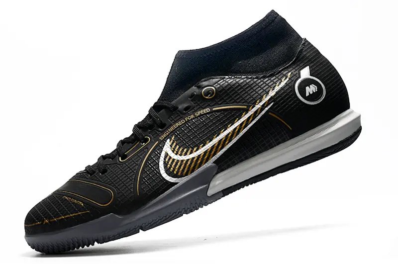 Nike Mercurial Superfly 8 Academy IC - Black/Sleek Black/Gold Accents
