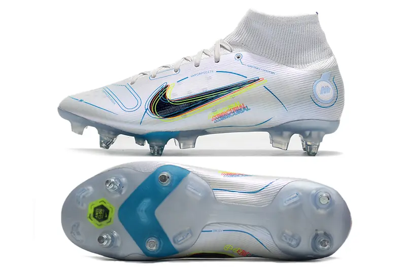 Nike Mercurial Superfly 8 Elite SG - White/Electric Blue/Neon Yellow