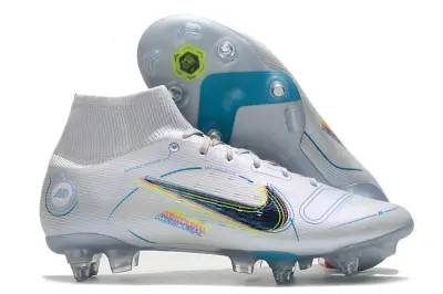 Nike Mercurial Superfly 8 Elite SG - White/Electric Blue/Neon Yellow