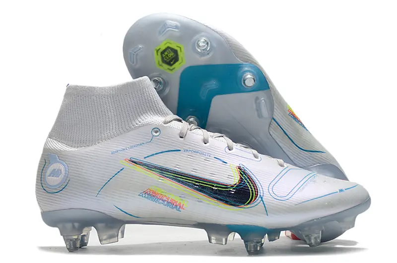 Nike Mercurial Superfly 8 Elite SG - White/Electric Blue/Neon Yellow