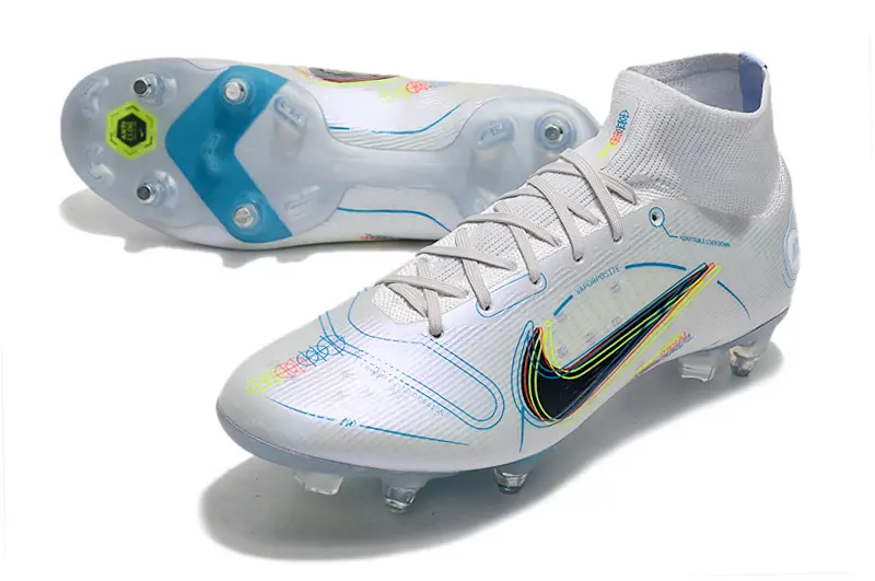 Nike Mercurial Superfly 8 Elite SG - White/Electric Blue/Neon Yellow