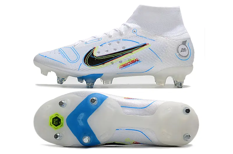 Nike Mercurial Superfly 8 Elite SG - White/Electric Blue/Neon Yellow