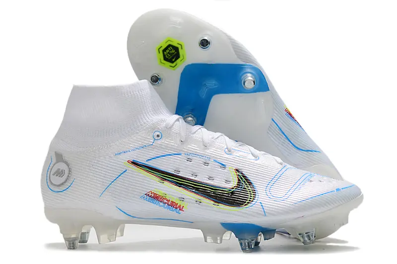 Nike Mercurial Superfly 8 Elite SG - White/Electric Blue/Neon Yellow