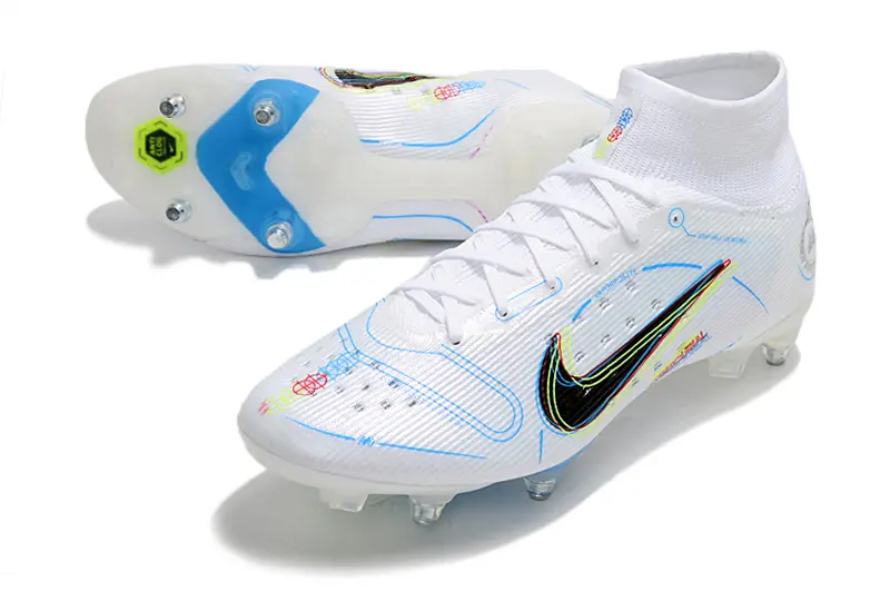 Nike Mercurial Superfly 8 Elite SG - White/Electric Blue/Neon Yellow