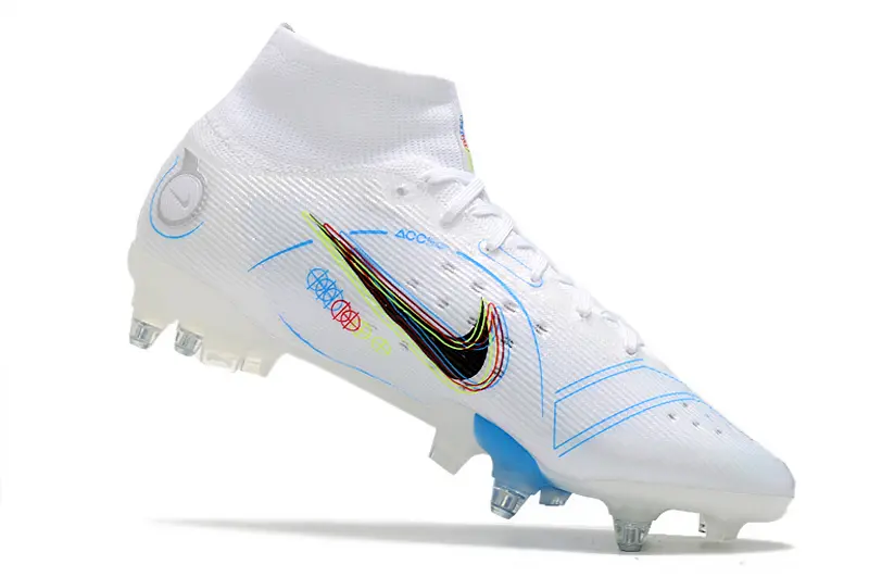 Nike Mercurial Superfly 8 Elite SG - White/Electric Blue/Neon Yellow