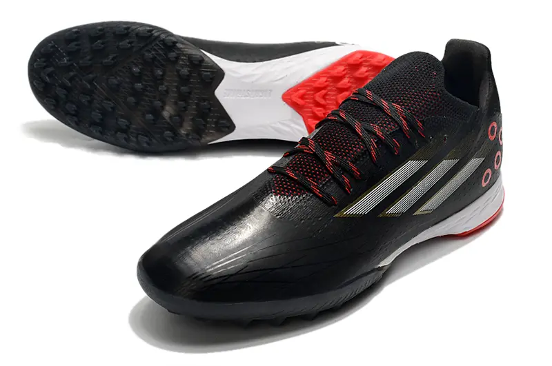 Adidas X Speedflow.1 TF - Black/Red Accent/White Sole