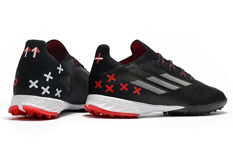Adidas X Speedflow.1 TF - Black/Red Accent/White Sole