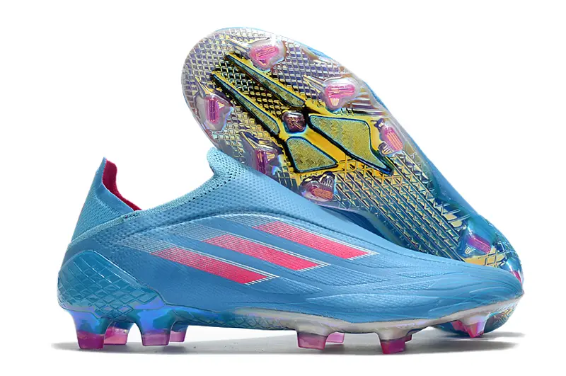 Adidas X Speedflow+ Laceless FG - Blue/Electric Blue/Pink Burst