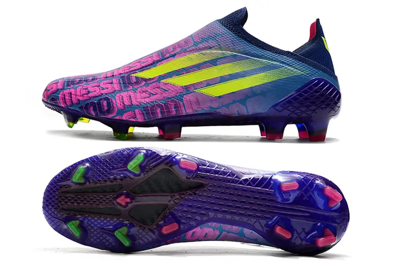 Adidas X Speedflow+ Laceless FG - Navy/Electric Purple/Fluorescent Yellow
