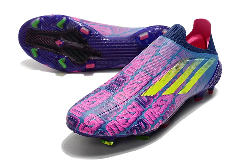 Adidas X Speedflow+ Laceless FG - Navy/Electric Purple/Fluorescent Yellow