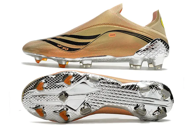 Messi x Adidas X Speedflow+ Laceless FG - Gold/Pale Gold/Chrome