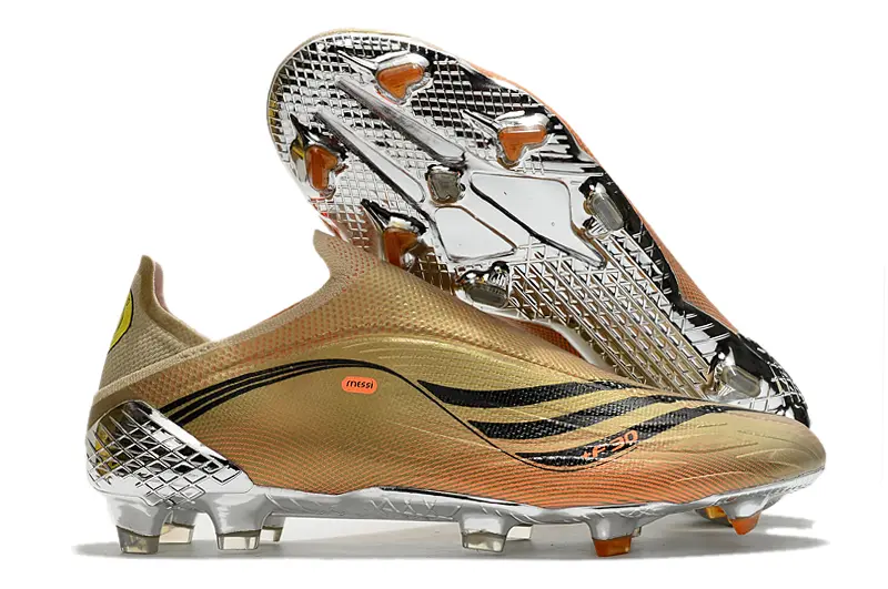 Messi x Adidas X Speedflow+ Laceless FG - Gold/Pale Gold/Chrome