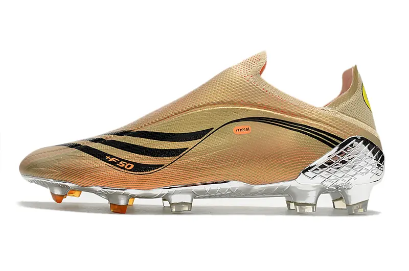 Messi x Adidas X Speedflow+ Laceless FG - Gold/Pale Gold/Chrome