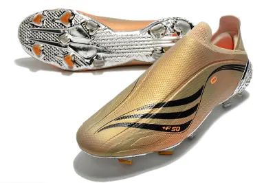 Messi x Adidas X Speedflow+ Laceless FG - Gold/Pale Gold/Chrome