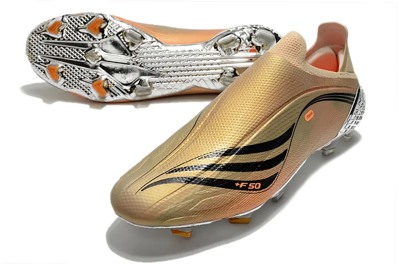 Messi x Adidas X Speedflow+ Laceless FG - Gold/Pale Gold/Chrome