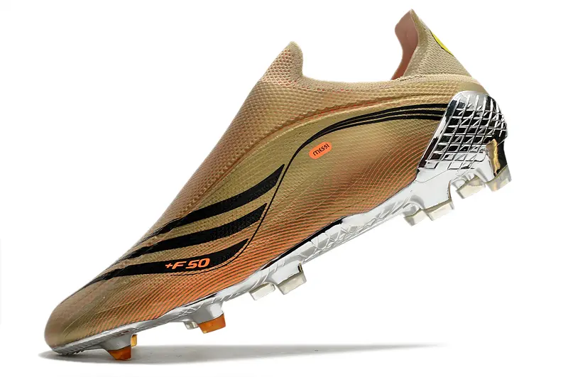 Messi x Adidas X Speedflow+ Laceless FG - Gold/Pale Gold/Chrome