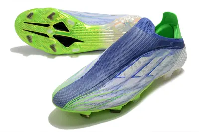 Adidas X Speedflow+ Laceless FG - Blue/Electric Green/Gradient Blue