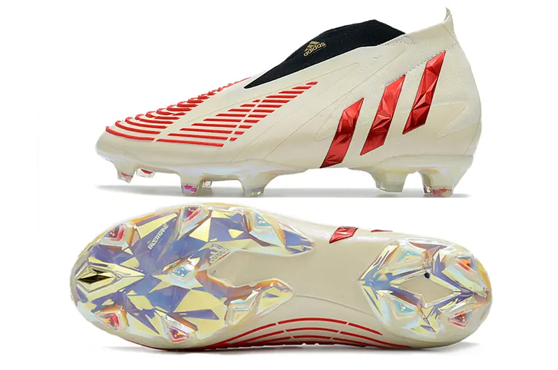 Adidas Predator Edge+ Laceless FG - Beige/Crimson Red/Metallic Gold