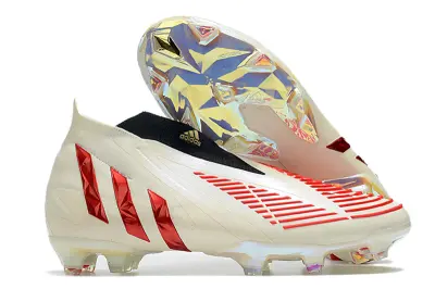 Adidas Predator Edge+ Laceless FG - Beige/Crimson Red/Metallic Gold