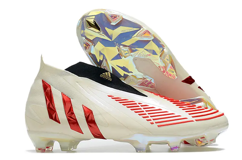 Adidas Predator Edge+ Laceless FG - Beige/Crimson Red/Metallic Gold