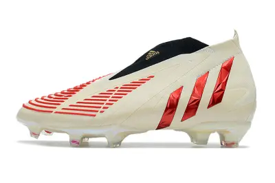 Adidas Predator Edge+ Laceless FG - Beige/Crimson Red/Metallic Gold