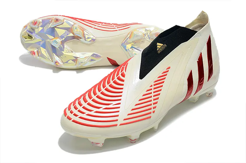 Adidas Predator Edge+ Laceless FG - Beige/Crimson Red/Metallic Gold